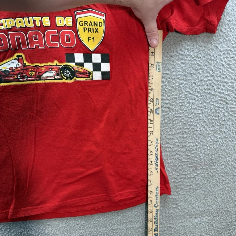 B&C Shirt Adult Large Red Principaute De Monaco F1 Grand Prix Formula One Racing